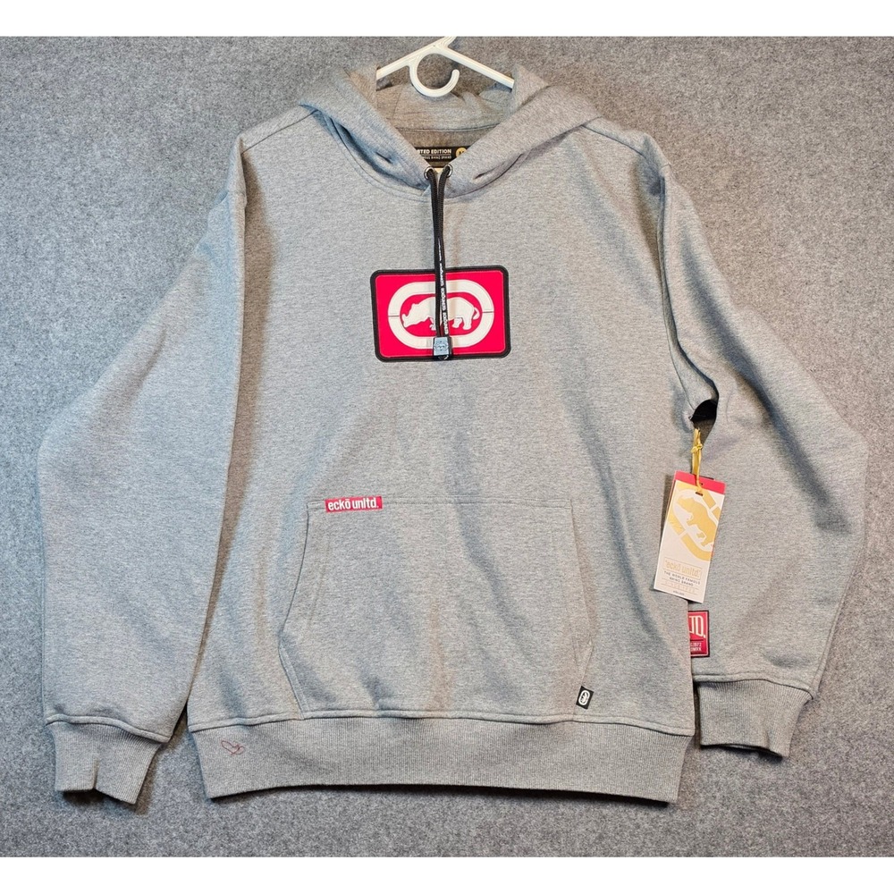 Ecko Unltd Men's Un-Limited Edition Rhino Logo Hoodie Gray Sweatshirt Medium NWT